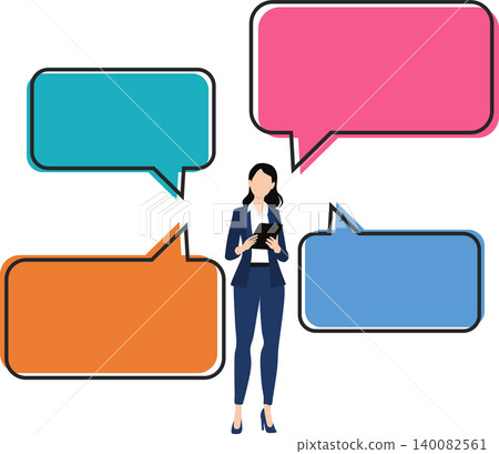 Illustration of a businesswoman thinking about business strategies Illustration of a businesswoman thinking about business strategies 140082561
