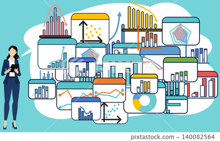 Illustration of a businesswoman thinking about business strategies Illustration of a businesswoman thinking about business strategies 140082564