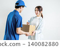A woman signing a shipping label for her package. 140082880