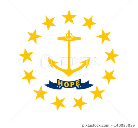 Rhode Island flag sticker. Rhode Island State flag button, icon. Flag of Rhode Island banner, background. Flag of Rhode Island official colors and proportions. Rhode Island flag sticker. Rhode Island State flag button, icon. Flag of Rhode Island banner, background. Flag of Rhode Island official colors and proportions. 140083059