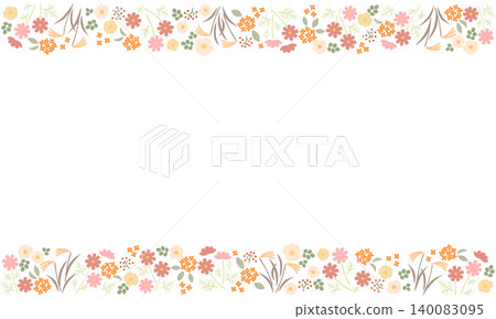 Line frame in the calm colors of autumn flowers Line frame in the calm colors of autumn flowers 140083095