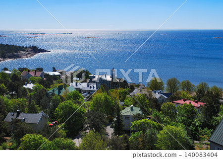Top View of Resort Town Hanko, Finland. Shore of the Gulf of Finland of the Baltic Sea. Top View of Resort Town Hanko, Finland. Shore of the Gulf of Finland of the Baltic Sea. 140083404