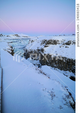 Gyao, the Earth's rift with a blue sky and snowy landscape - Iceland Gyao, the Earth's rift with a blue sky and snowy landscape - Iceland 140083418