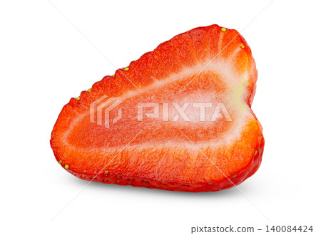 Half of strawberry isolated. Strawberry slice isolated with clipping path. 140084424