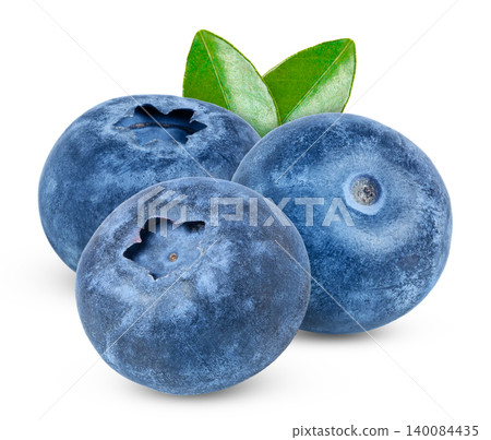 blueberries and green leaves isolated. ripe blueberry and green leaf isolate. blueberries and green leaves isolated. ripe blueberry and green leaf isolate. 140084435