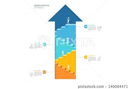 Infographic Staircase Step Business Growth timeline with 4 Step Arrow Process and Concepts for Success Diagram Background Infographic Staircase Step Business Growth timeline with 4 Step Arrow Process and Concepts for Success Diagram Background 140084471