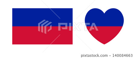 Flag of Haiti. Civil flag Haiti flat icon, sticker set. Ensign Haiti rectangular, heart badge, banner. Haiti flag rectangle, heart button, background. Flag of Haiti. Civil flag Haiti flat icon, sticker set. Ensign Haiti rectangular, heart badge, banner. Haiti flag rectangle, heart button, background. 140084663
