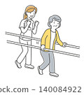 Senior woman doing walking training and woman helping 140084922