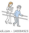 Senior man doing walking training and woman helping 140084923
