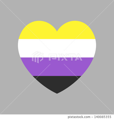 Non binary flag pride heart sticker, badge. LGBTQ pride community flag heart shaped symbol, button, icon. Flag Nonbinary pride heart banner, background. LGBT sign. Identity flag of Sexual minorities. Non binary flag pride heart sticker, badge. LGBTQ pride community flag heart shaped symbol, button, icon. Flag Nonbinary pride heart banner, background. LGBT sign. Identity flag of Sexual minorities. 140085355