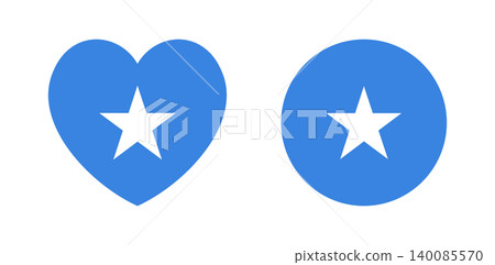 Somalia round, heart flag icon, sticker, background. Set of National Somalia flag circle, heart badge, button, banner. 140085570