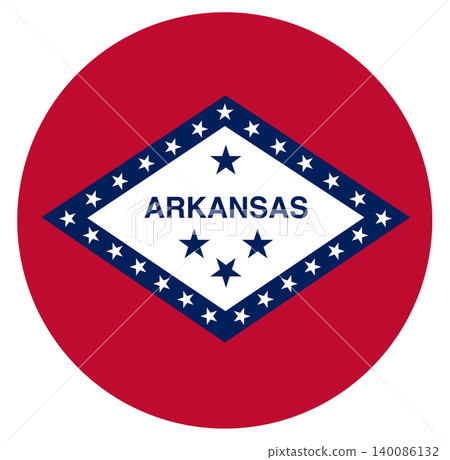 Round flag of Arkansas isolated in circle shape. 140086132