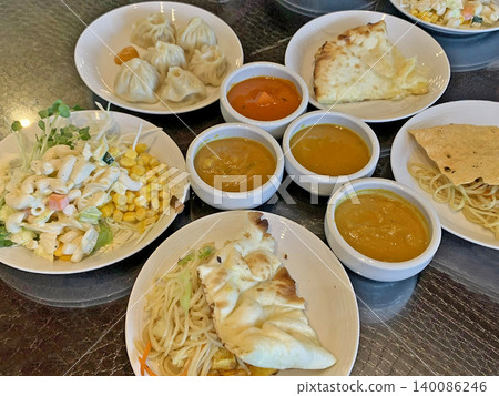 Nepalese curry lunch, Nepalese curry, Indian food, naan 140086246