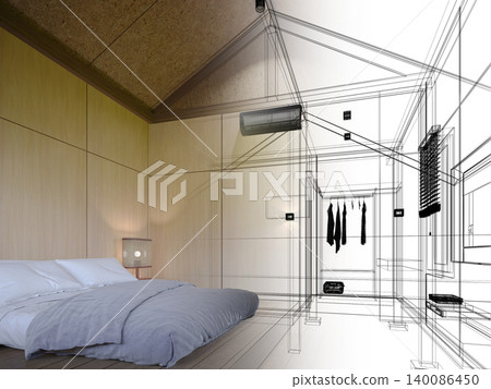 3d rendering of interior bedroom muji style 3d rendering of interior bedroom muji style 140086450