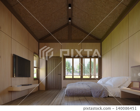 3d rendering of interior bedroom muji style 3d rendering of interior bedroom muji style 140086451