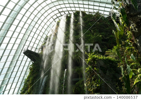 Gardens by the Bay Cloud Forest Waterfall Singapore Gardens by the Bay Cloud Forest Waterfall Singapore 140086537