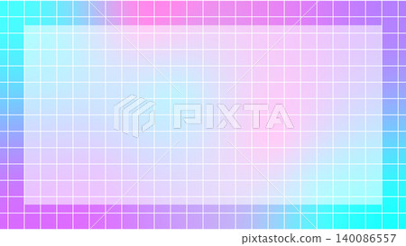 A transparent frame background with a purple and light blue neon gradient overlaid with a thin white checkered grid. (Horizontal 16:9 aspect ratio) A transparent frame background with a purple and light blue neon gradient overlaid with a thin white checkered grid. (Horizontal 16:9 aspect ratio) 140086557