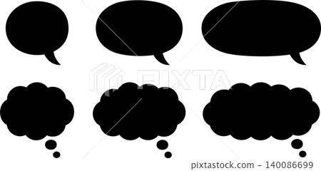 Cartoon speech and thought bubbles vector silhouette set Cartoon speech and thought bubbles vector silhouette set 140086699