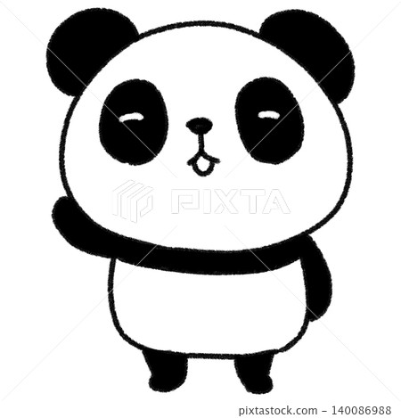 一幅簡單可愛的熊貓舉手插畫。 一幅簡單可愛的熊貓舉手插畫。 140086988