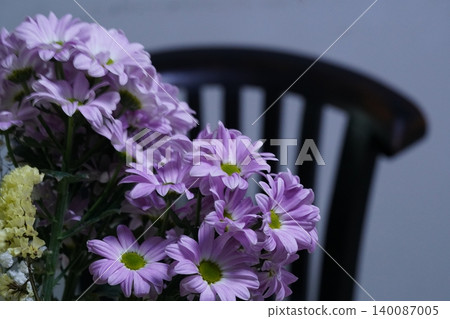 Purple Chrysanthemums Still Life Flower Arrangement 140087005