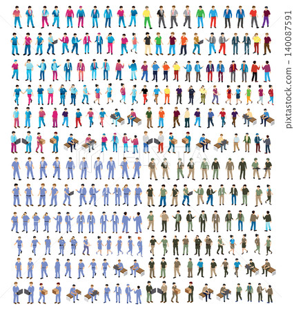 Large group of people performing various activities in isometric view Large group of people performing various activities in isometric view 140087591