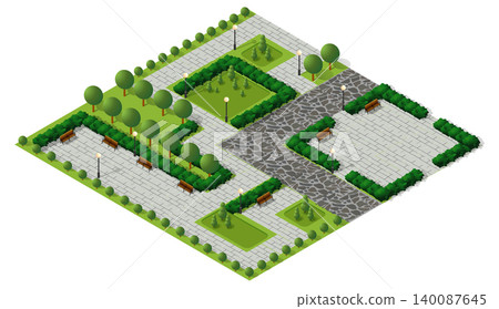 Isometric park urban landscape design illustration Isometric park urban landscape design illustration 140087645