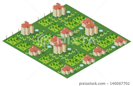 Isometric urban megalopolis top view of the city infrastructure town, Isometric urban megalopolis top view of the city infrastructure town, 140087702