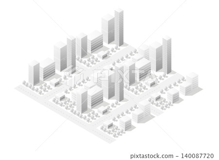 Modern city center with skyscrapers, streets and trees forming Modern city center with skyscrapers, streets and trees forming 140087720