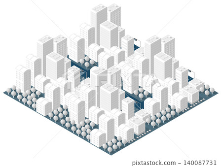 Isometric 3d illustration park trees forest nature elements 140087731