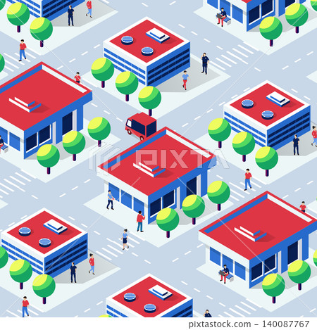 Isometric smart city with people walking and driving, modern urban landscape Isometric smart city with people walking and driving, modern urban landscape 140087767