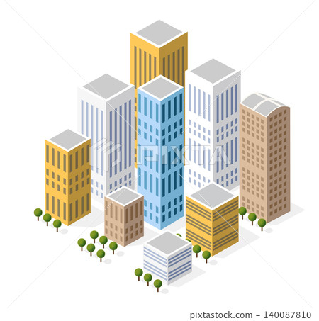 Modern isometric city with skyscrapers and roads Modern isometric city with skyscrapers and roads 140087810