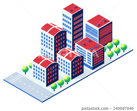 Modern city buildings representing urban landscape in isometric view Modern city buildings representing urban landscape in isometric view 140087846