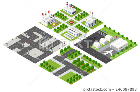 Isometric 3d illustration park trees forest nature elements Isometric 3d illustration park trees forest nature elements 140087898
