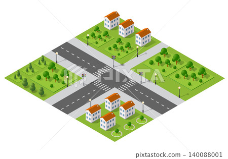 Isometric urban megalopolis top view of the city infrastructure town, 140088001
