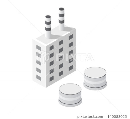 Power plant emitting pollution into the atmosphere, isometric view Power plant emitting pollution into the atmosphere, isometric view 140088023