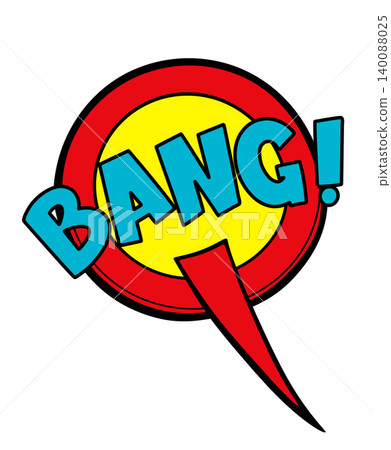 Bang comic explosion with speech bubble pointing downward Bang comic explosion with speech bubble pointing downward 140088025