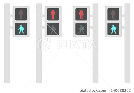 Pedestrian signal illustration set Pedestrian signal illustration set 140088292