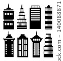Diverse architectural building city skyline silhouette collection 140088871