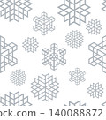 Silver geometric snowflakes forming seamless christmas pattern on white background 140088872
