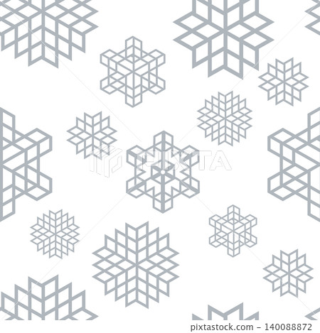 Silver geometric snowflakes forming seamless christmas pattern on white background 140088872
