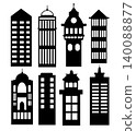 Diverse architectural building city skyline silhouette collection 140088877