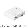 Isometric industrial building with roof windows representing modern architecture 140088879