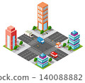 Isometric urban megalopolis top view of the city infrastructure town, 140088882