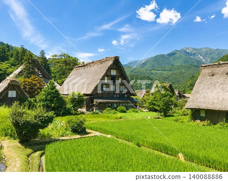 Shirakawa-go gassho-zukuri village in summer Shirakawa-go gassho-zukuri village in summer 140088886