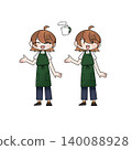 Female staff member serving customers at a cafe 140088928