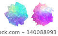 Collection of Abstract Holographic Low Poly Geometric Crystal Shapes with Colorful Iridescent Gradient Facets on White Background 140088993