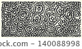 Seamless Abstract Stingray Skin Texture Pattern with Organic Black and White Irregular Spots Rings and Wavy Lines 140088998
