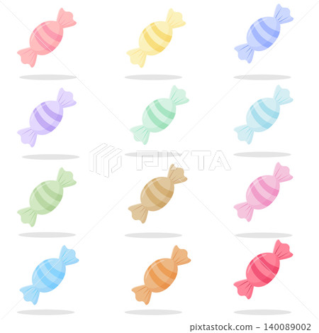 Pastel Wrapped Candy Collection Set. Colorful Sweet Confection Icons Isolated. Cute Glossy Hard Candy Assortment in Different Colors. Flat Vector Illustration for Dessert, Party and Kids Design Pastel Wrapped Candy Collection Set. Colorful Sweet Confection Icons Isolated. Cute Glossy Hard Candy Assortment in Different Colors. Flat Vector Illustration for Dessert, Party and Kids Design 140089002