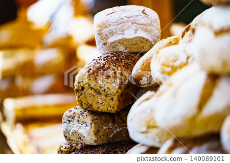 Many rustic fresh bread loaves Many rustic fresh bread loaves 140089101