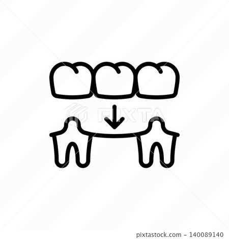 Dental bridge thin line icon. Dentistry, prosthesis. Tooth restoration. Vector illustration. Dental bridge thin line icon. Dentistry, prosthesis. Tooth restoration. Vector illustration. 140089140